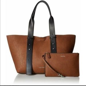 Calvin Klein Brown Jane Belted East West Tote Bag